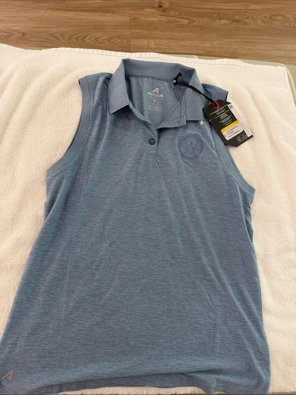 Antigua Women's Sleeveless Collared Tank - Heather Blue